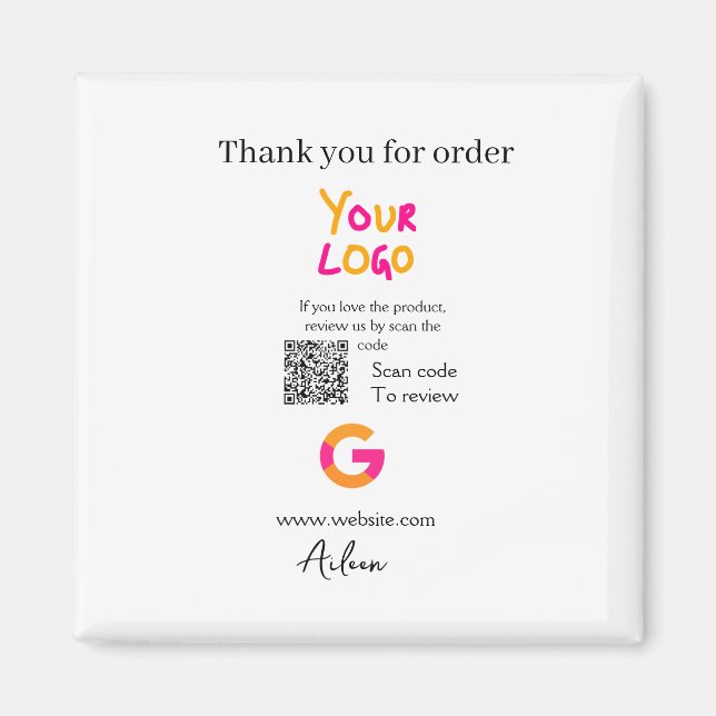 Google review business logo website scan QR code Magnet (Front)