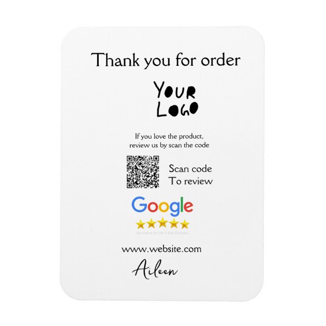 Google review business logo website scan QR code Magnet (Vertical)
