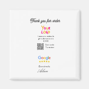 Google review business logo website scan QR code Magnet