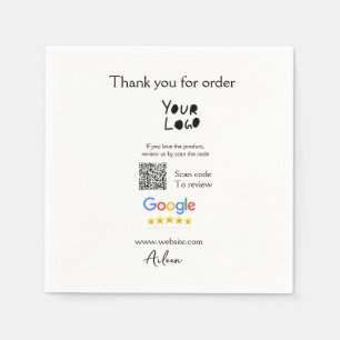 Google review business logo website scan QR code Napkin