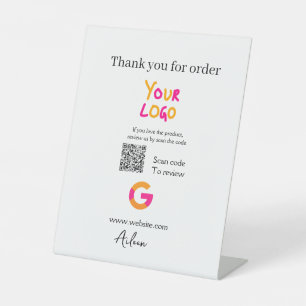 Google review business logo website scan QR code Pedestal Sign