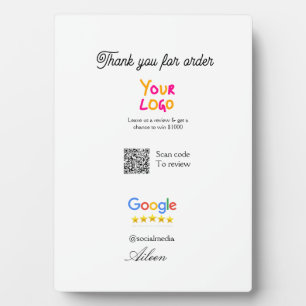Google review business logo website scan QR code Plaque