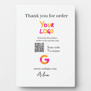Google review business logo website scan QR code Plaque
