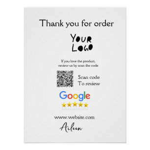Google review business logo website scan QR code Poster