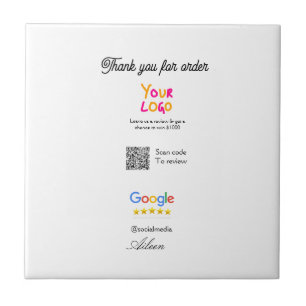 Google review business logo website scan QR code Tile