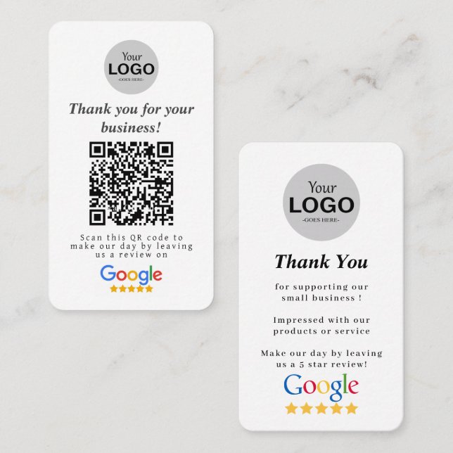 Google Review Card (Front/Back)