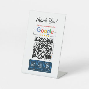 Google Review Card Pedestal Sign With QR Code