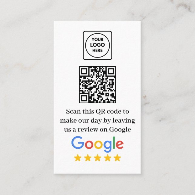 Google Review Link QR Business Card (Front)