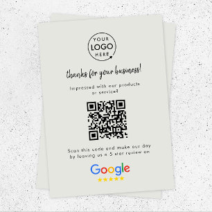 Google Review Link QR Code Grey Business Reviews Enclosure Card