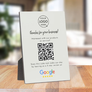 Google Review Link   QR Code Grey Business Reviews Plaque