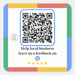 Google Review Link QR Code   Review us on Google S Square Sticker