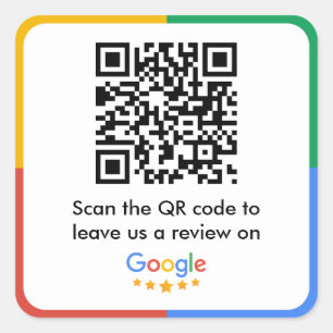 Google Review Link QR Code Square Sticker