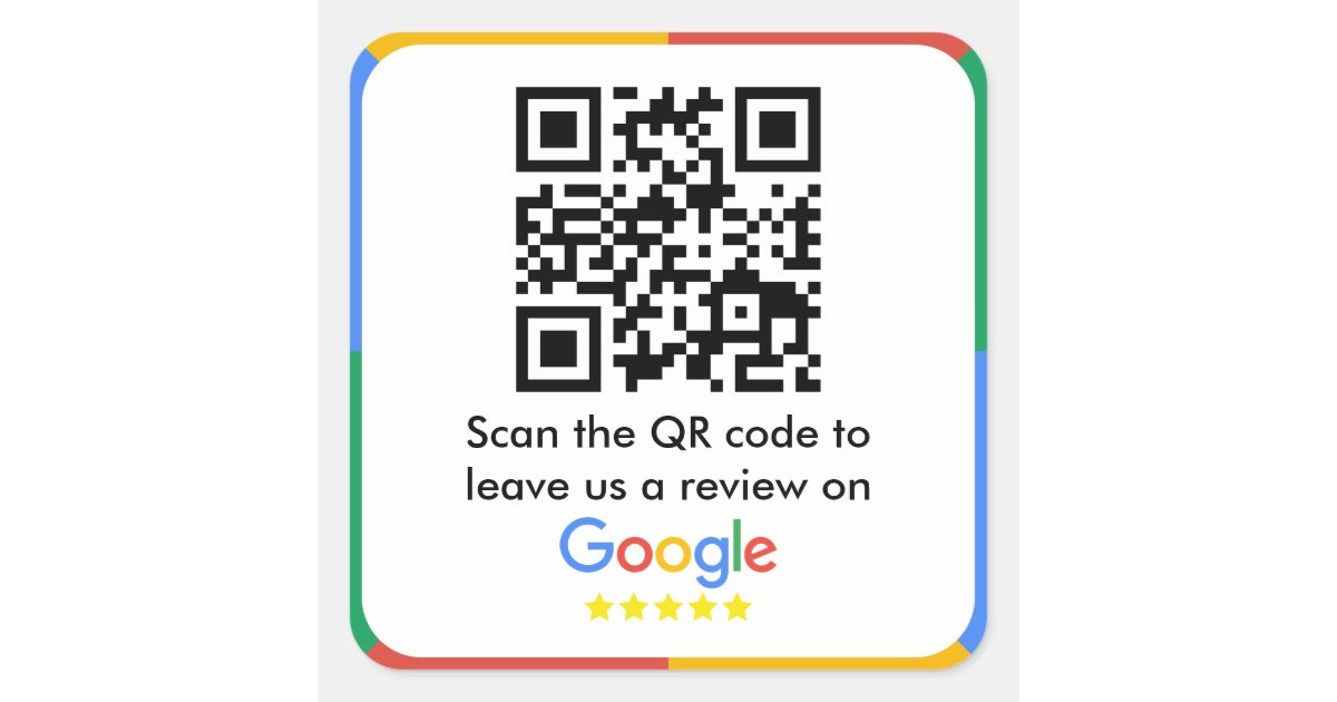 Google Review Link QR Code Square Sticker | Zazzle