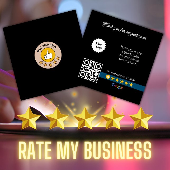 Google Review My Business Black Qr Code Link Square Business Card (Google Review My Business Black Qr Code Link Square Business Card)