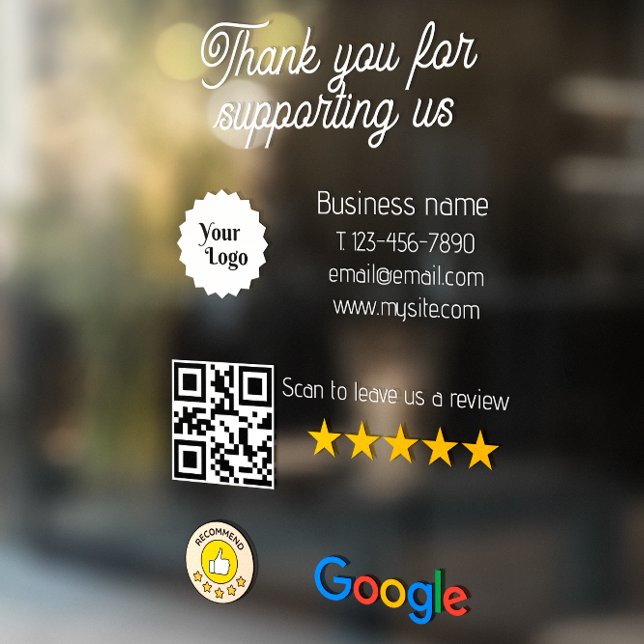 Google Review My Business Black Qr Code Logo  Window Cling (Google Review My Business Black Qr Code Logo Window Cling)