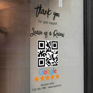 Google Review My Business Black Qr Code Window Cling