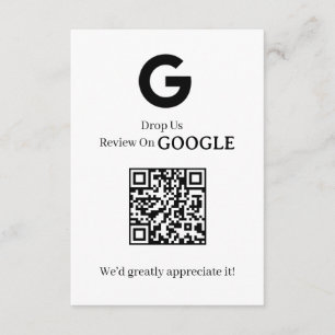 Google Review QR   Business Feedback Link Enclosure Card