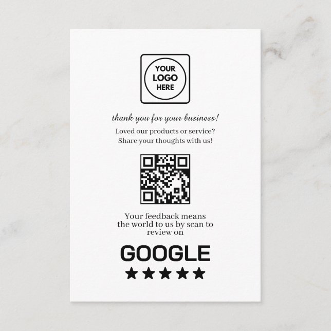Google Review QR | Business Feedback Link Enclosure Card (Front)