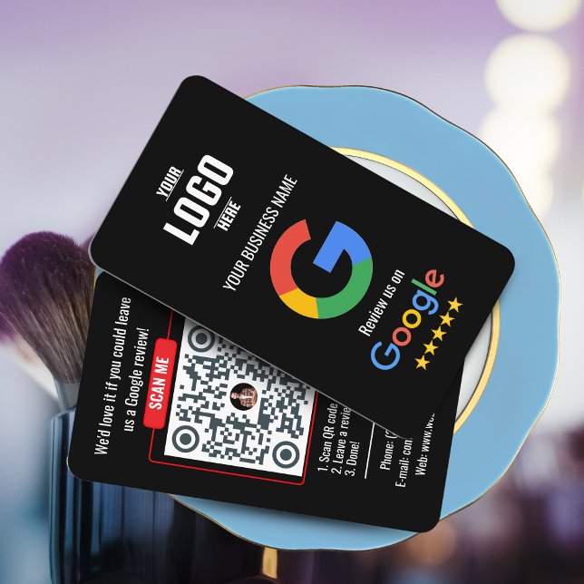 Google Review QR Code Business Card - Black  (Google Review QR Code Business Card - Black and White )