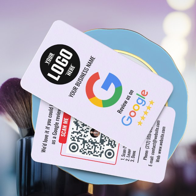 Google Review QR Code Business Card Template (Google Review QR Code Business Card - Black and Pink )