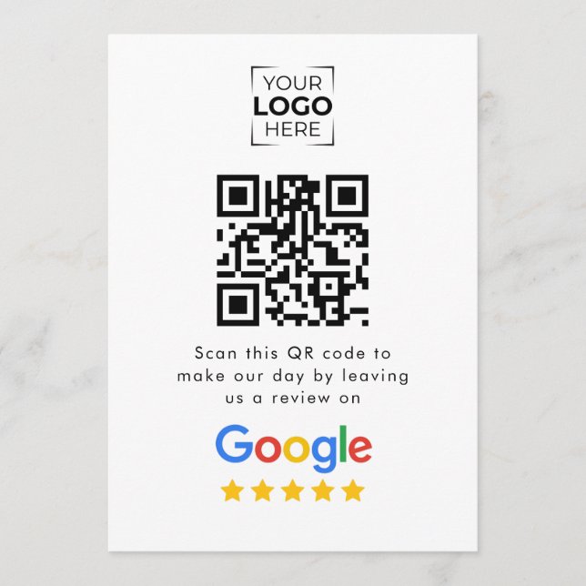 Google Review QR Code Business Review  Menu (Front)
