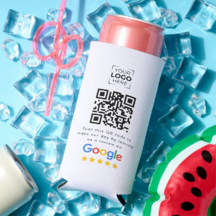 Google Review QR Code Business Review Seltzer Can Cooler