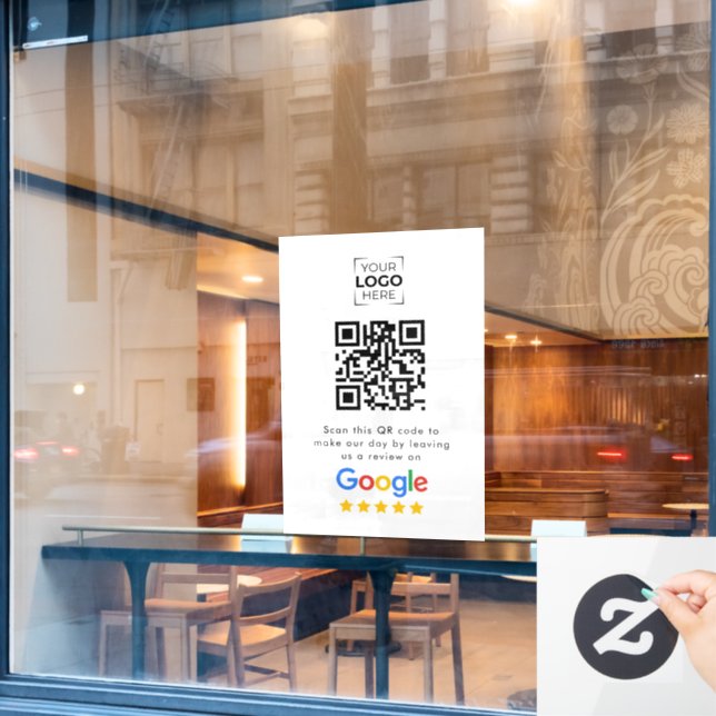 Google Review QR Code Business Review  Window Cling (Cafe Window)