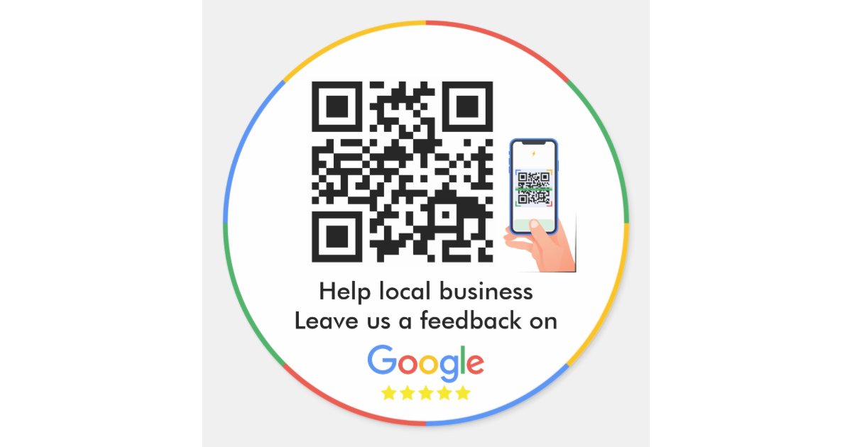 Google Review QR Code Classic Round Sticker Zazzle