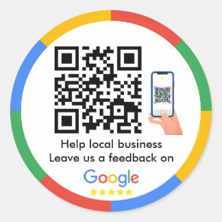 Google Review QR Code Classic Round Sticker