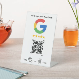 Google Review QR Code  Direct Business Review Link Pedestal Sign