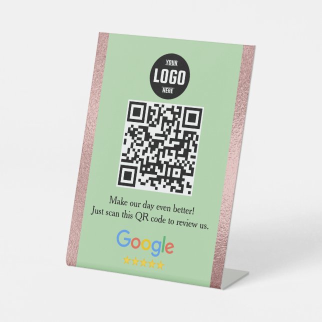 Google Review QR Code Pedestal Sign for Business (Front)
