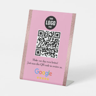 Google Review QR Code Pedestal Sign for Business