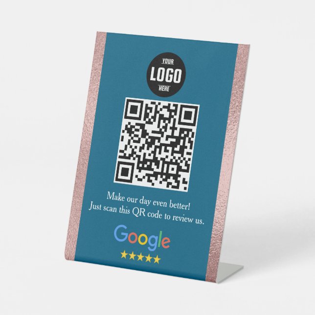 Google Review QR Code Pedestal Sign for Business (Front)