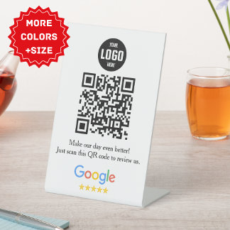 Google Review QR Code Pedestal Sign for Business