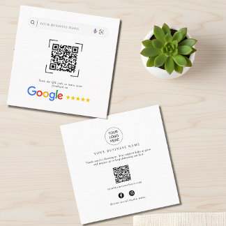 Google Review QR Code social Media Promotional Square Business Card
