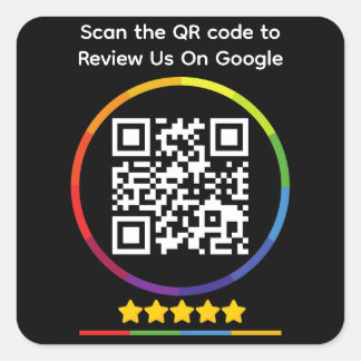 Google Review QR Code Square Sticker