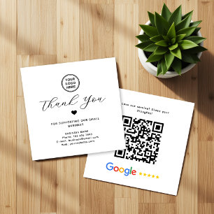 Google Review QR Code Thank You Modern Square Business Card