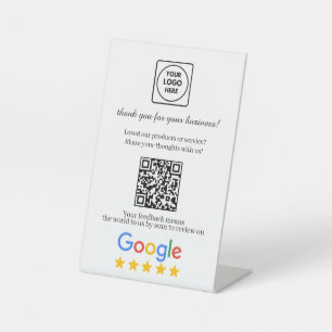Google Review QR Link Modern Display Pedestal Sign