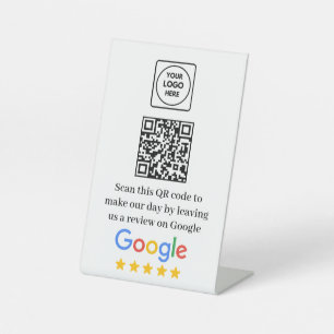 Google Review QR Link Modern Display Pedestal Sign