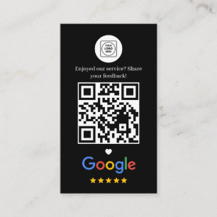 Google Review QR Thank You Black Business Card