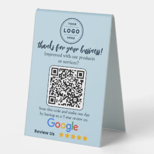 Google Review Request Baby Blue Table Top Sign
