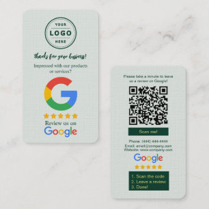 Google Review Request Card  with Logo and QR Code 