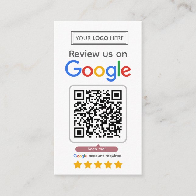 Google Review Request Card with Logo and QR Code (Front)