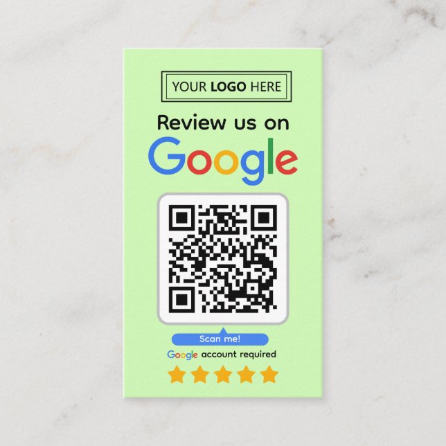 Google Review Request Card with Logo and QR Code (Front)