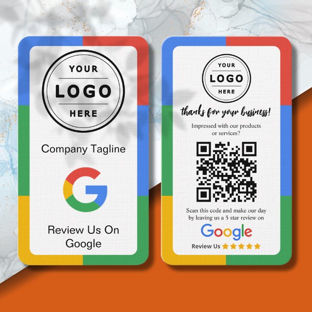 Google Review Request Card  with Logo and QR Code (Google review request card)