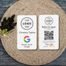 Google Review Request Card with Logo and QR Code