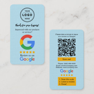 Google Review Request Card with Logo and QR Code