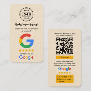 Google Review Request Card with Logo and QR Code