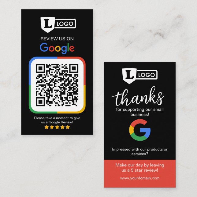 Google Review Request Card with Logo Card (Front/Back)