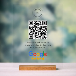 Google Review Request QR Code Business Logo Acrylic Sign